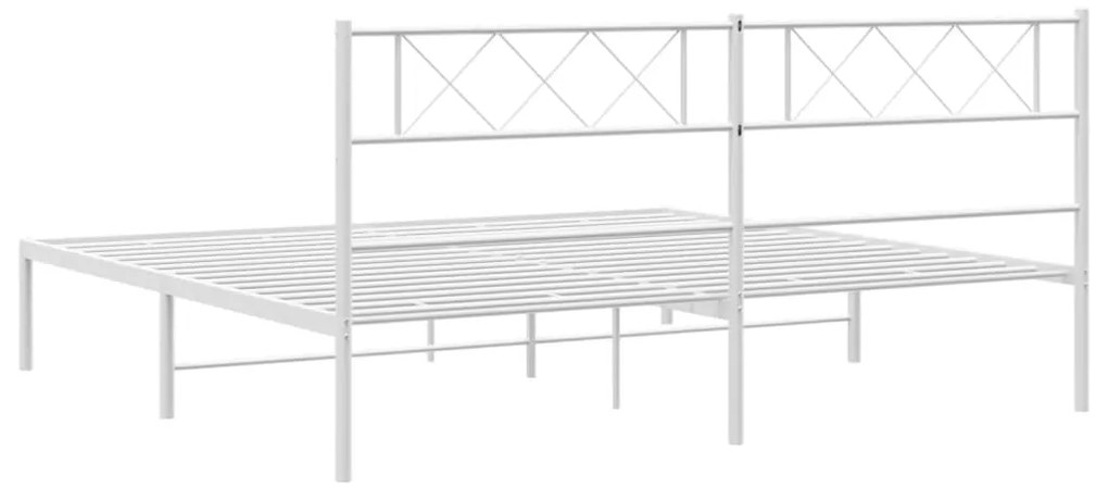 Estrutura de cama com cabeceira 200x200 cm metal branco