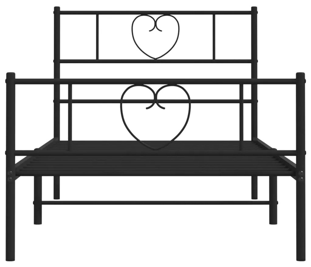 Estrutura de cama com cabeceira e pés 80x200 cm metal preto
