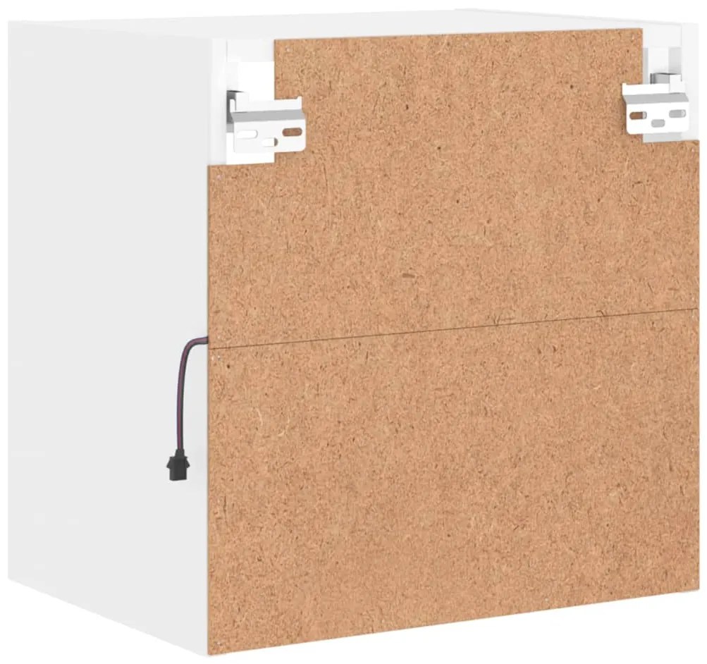 Mesas de cabeceira de parede com luzes LED 2 pcs branco