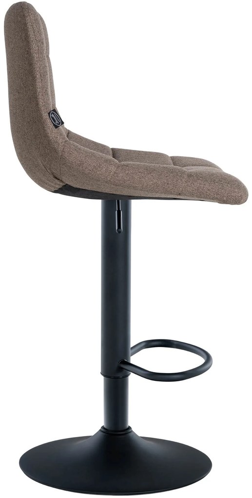 Banco de bar Jerry em tecido com estrutura preta 87-108,5 x 43 x 46,5 cm Castanho acinzentado