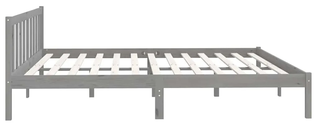 Estrutura de cama 200x200 cm pinho maciço cinzento