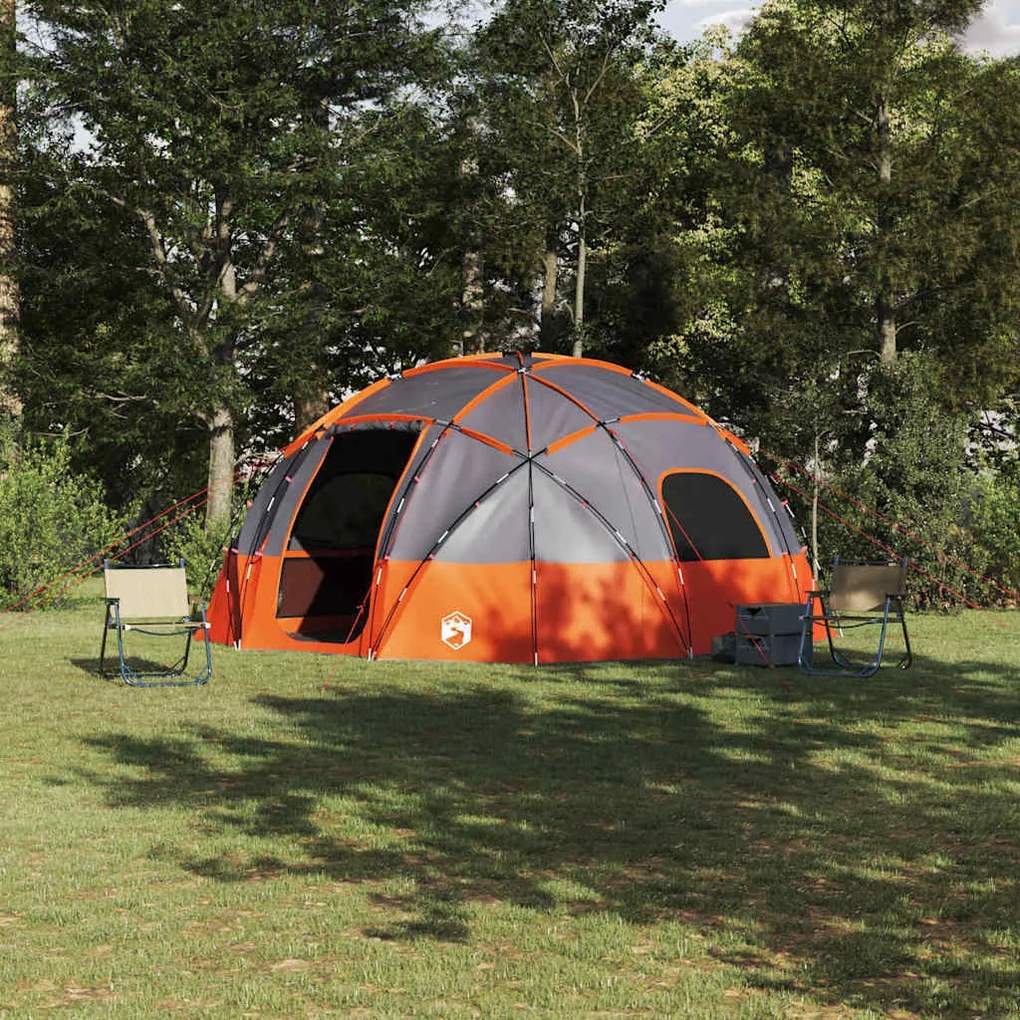 vidaXL Barraca de Camping Cinza e Laranja 475 x 475 x 235 cm Poliéster