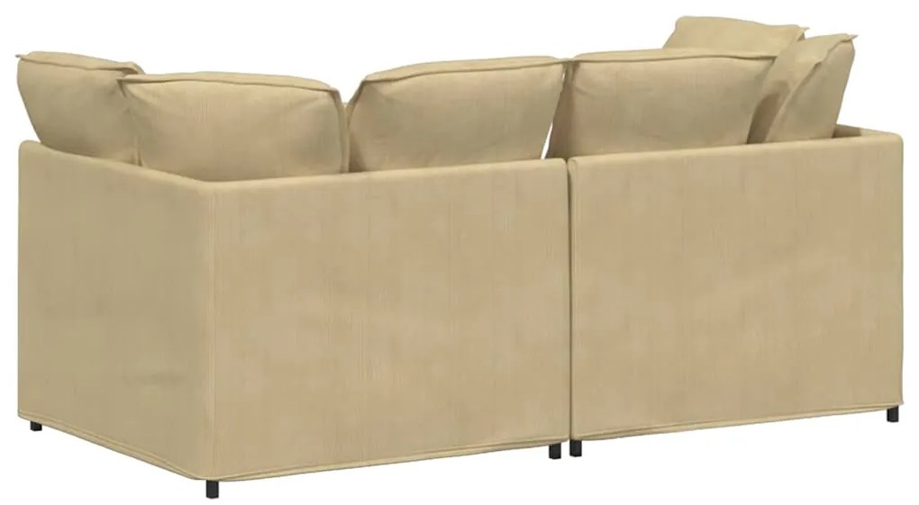 Sofá modular com almofadas tecido corduroy verde cinzento