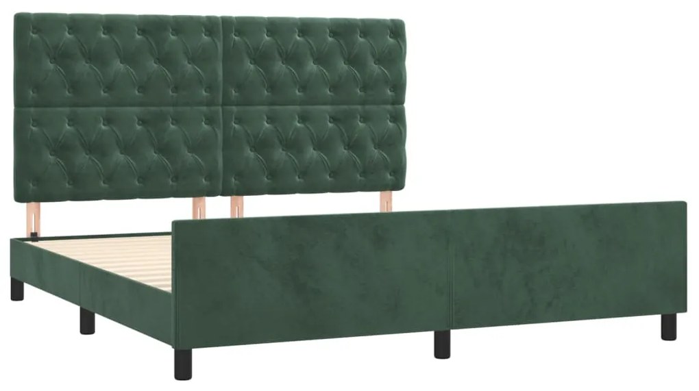 Estrutura de cama sem colchão 160x200 cm veludo verde-escuro