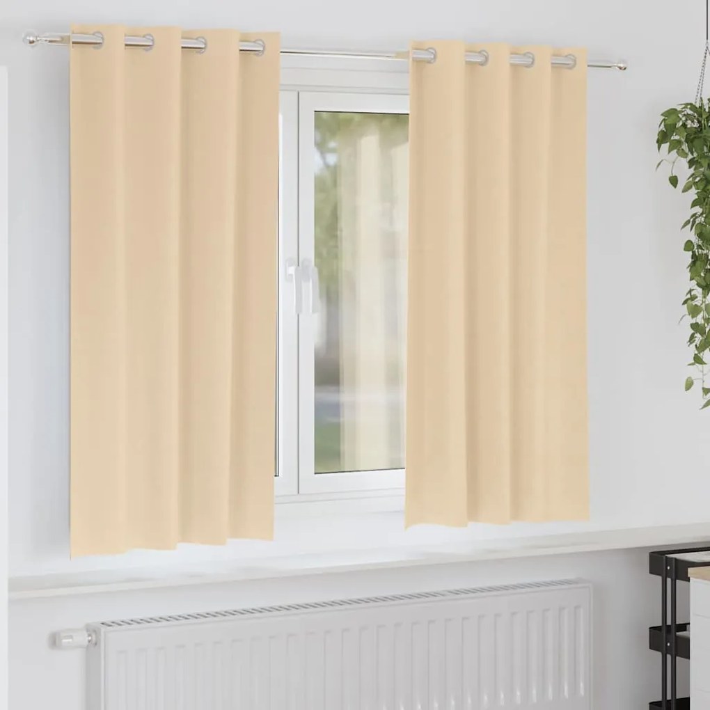 vidaXL Cortinas Blackout com Argolas 2 pcs Creme 175 x 140 cm