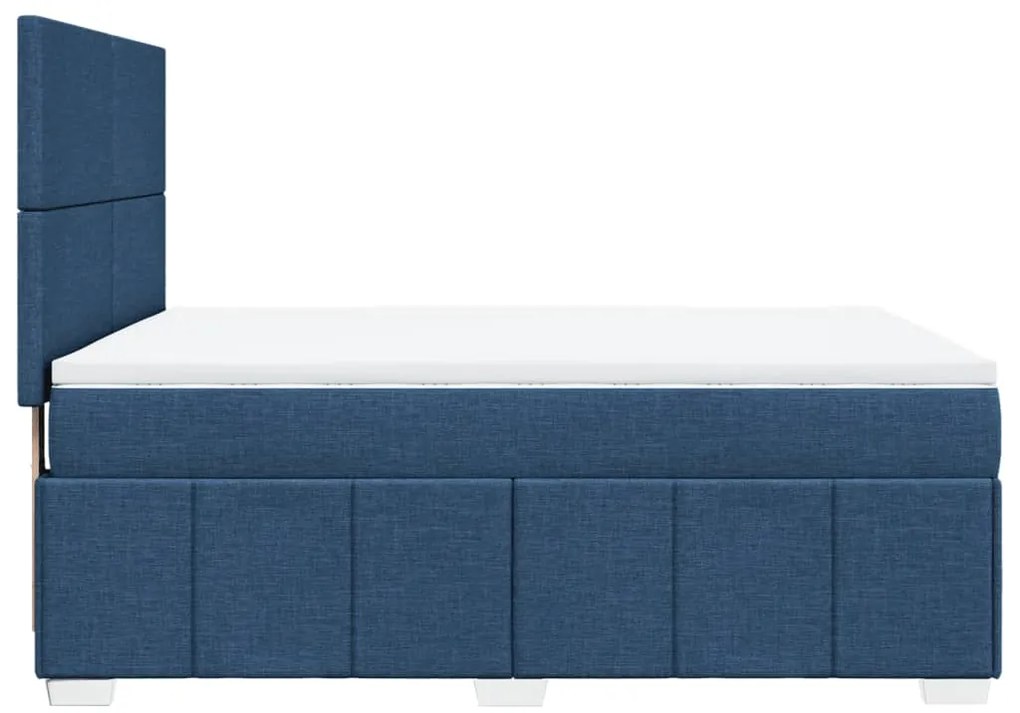 Cama com molas/colchão 140x200 cm tecido azul