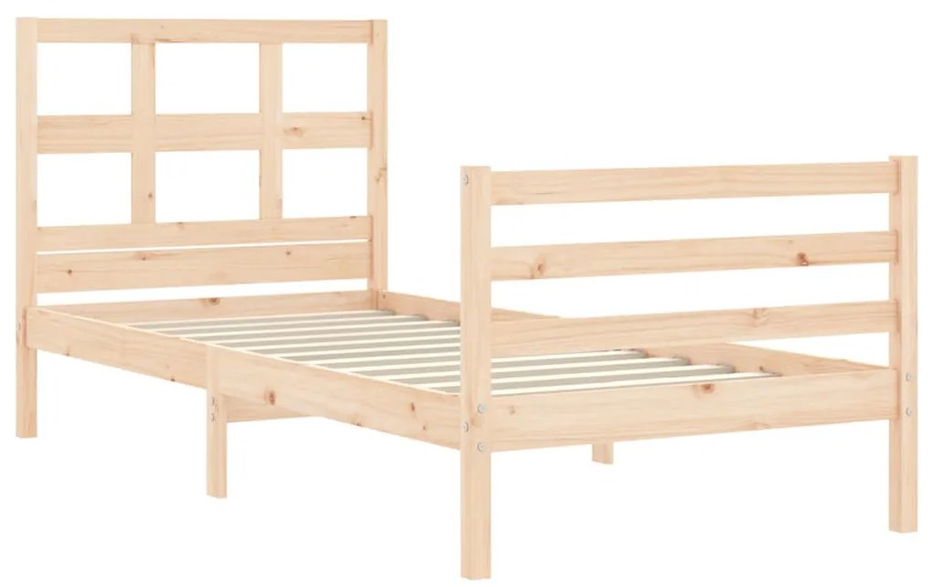 Estrutura de cama com cabeceira 90x200 cm madeira maciça
