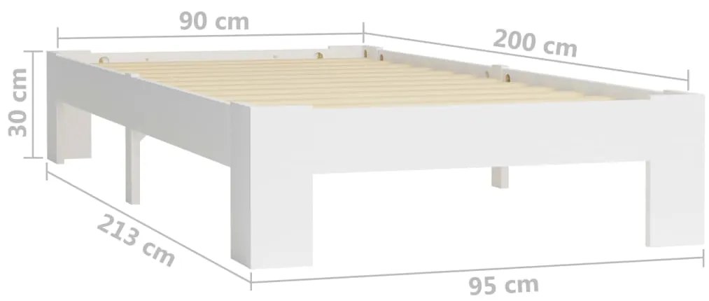 Estrutura de cama 90x200 cm pinho maciço branco