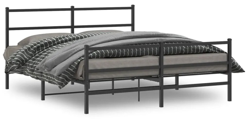 vidaXL Estrutura de cama com cabeceira e pés 160x200 cm metal preto