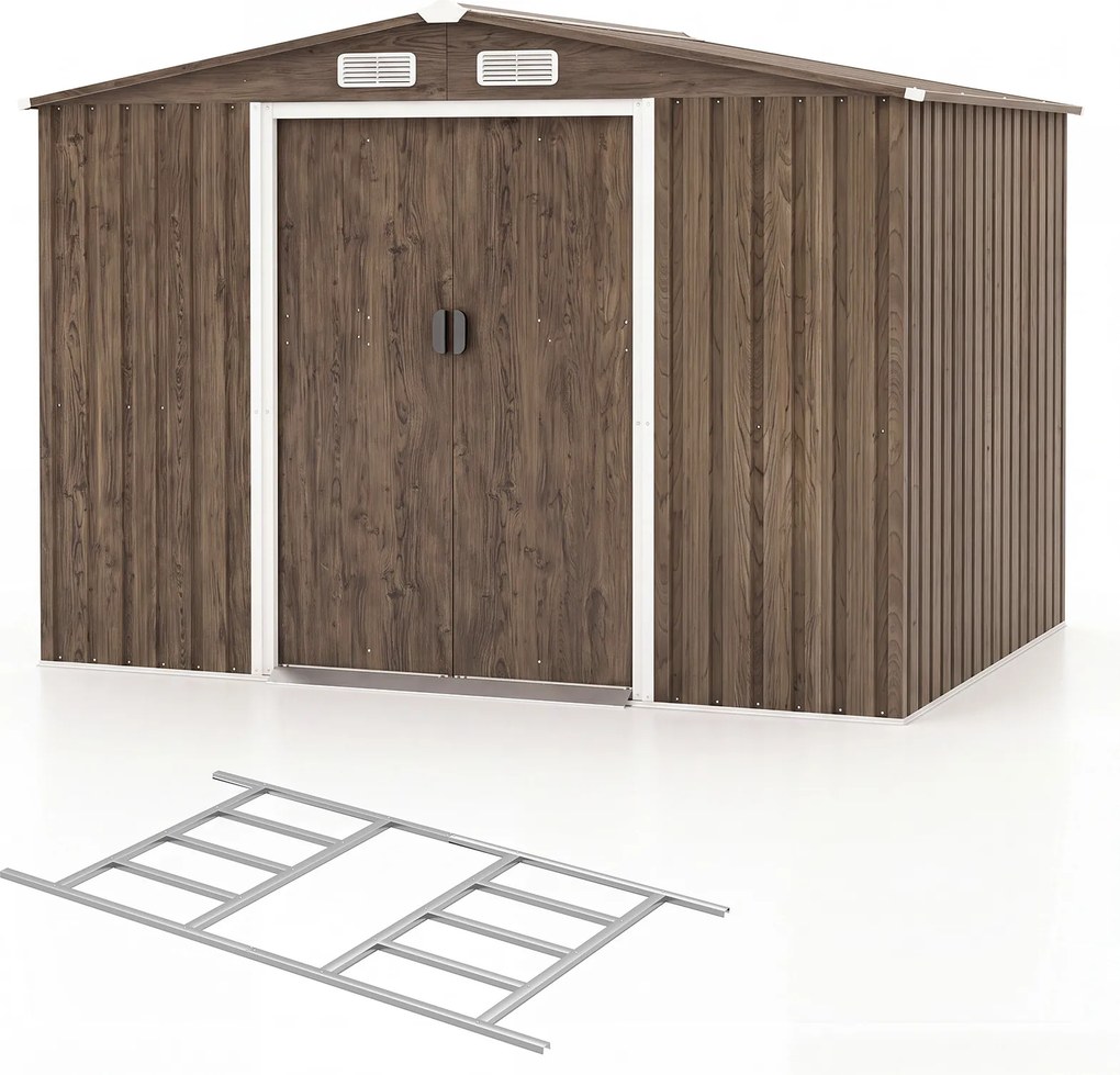Abrigo de Armazenamento para Jardim, 259 x 196 x 184 cm, Capacidade de 7 m³, Castanho