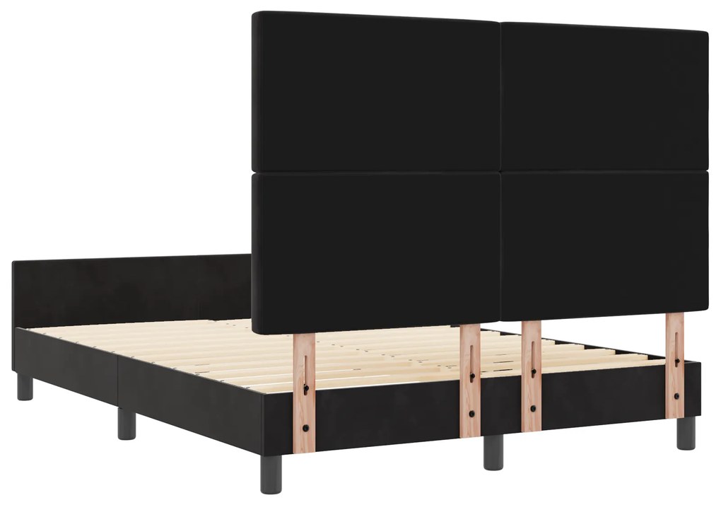 Estrutura de Cama de Veludo Preto vidaXL 140x200 cm