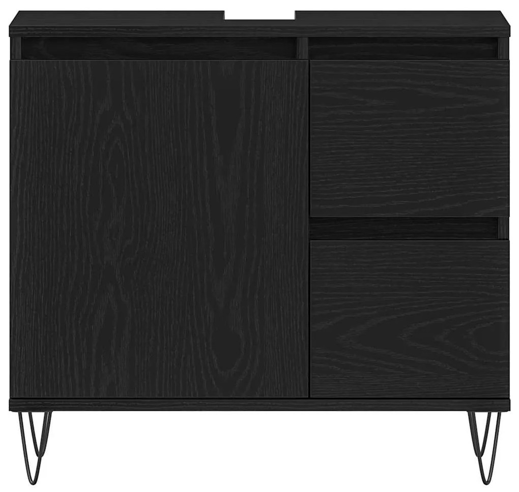 Armário para Lavabo vidaXL Preto Carvalho 65x33x60 cm Madeira Ingeneri