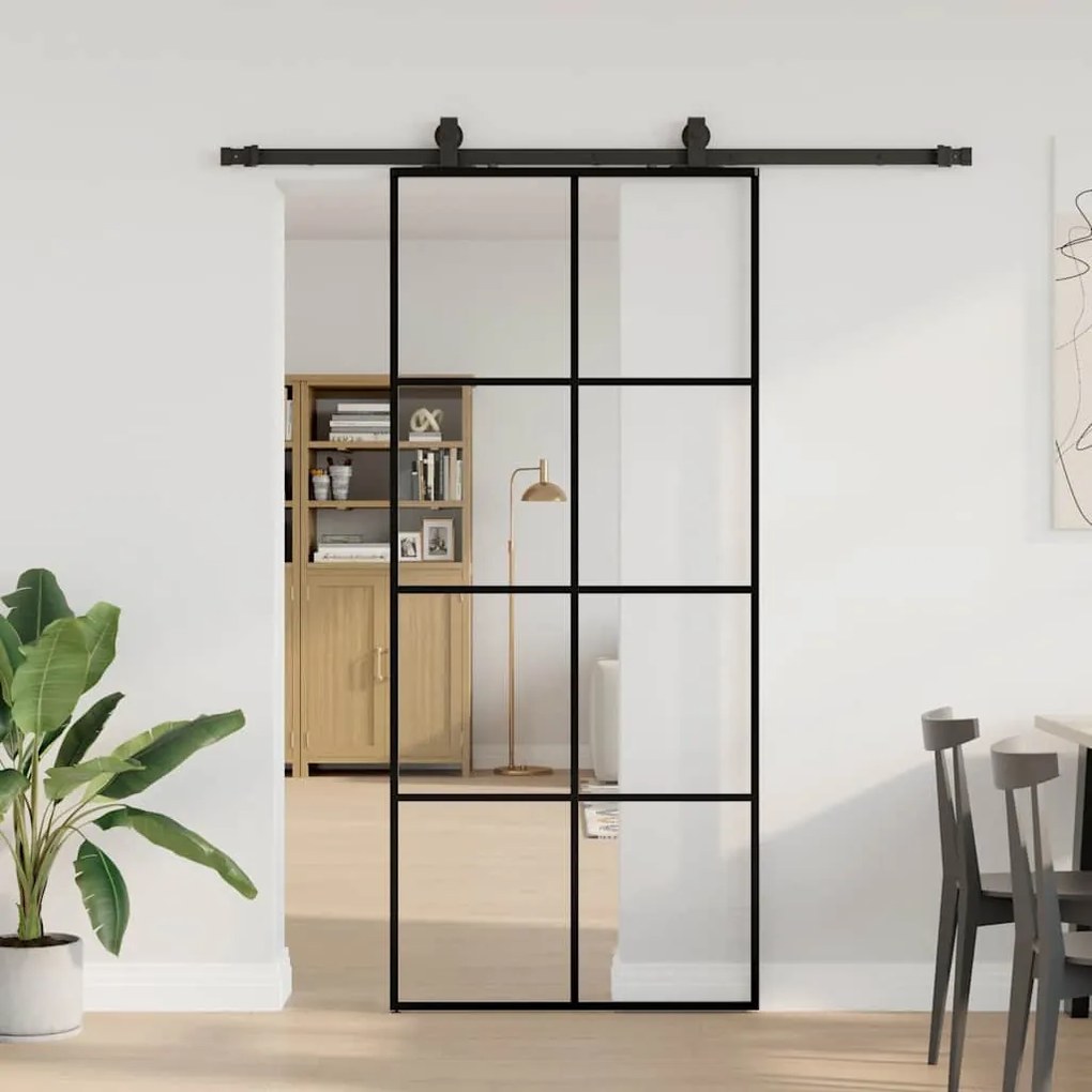Porta deslizante c/ conj. ferragens 90x205cm vidro ESG preto