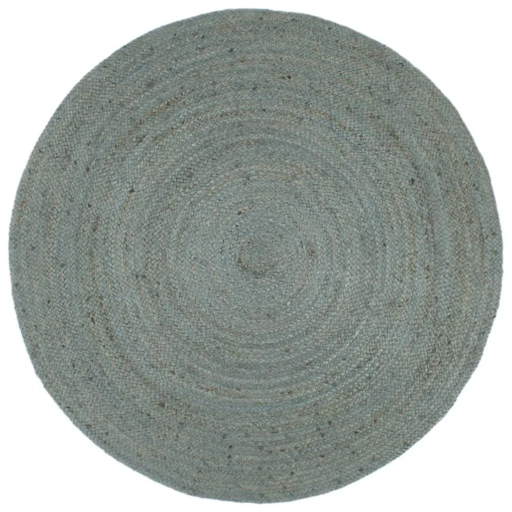 vidaXL Tapete artesanal em juta redondo 240 cm verde azeitona