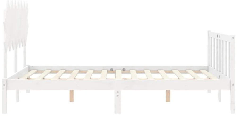 Estrutura de cama King Size com cabeceira madeira maciça branco