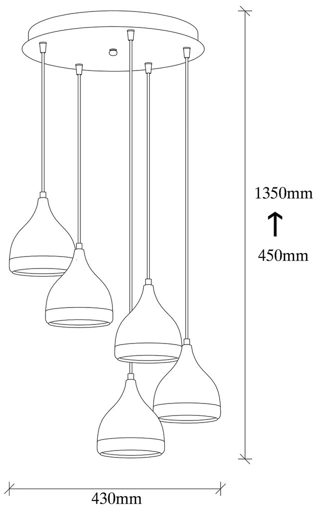 Chandelier Yildo – Preto Cobre – 43 x 43 cm