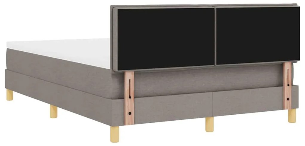 Cama Box Spring com Colchão e LED Taupe 140x200 cm Tecido