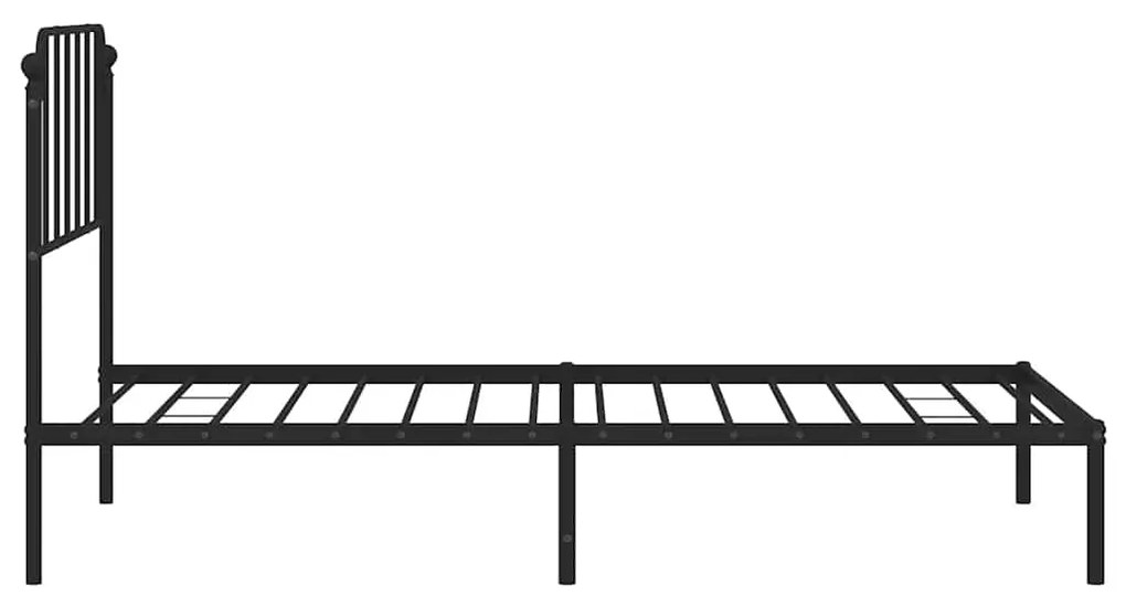 Estrutura de cama com cabeceira 100x200 cm metal preto