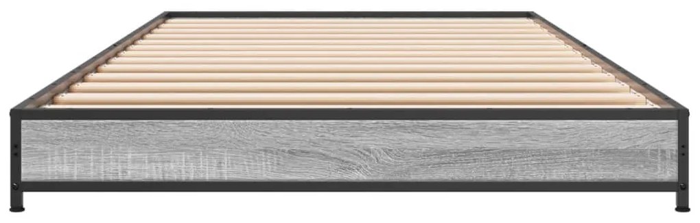 Estrutura de cama derivados de madeira e metal cinzento sonoma