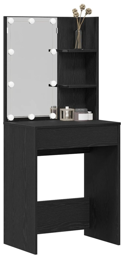 Mesa de Maquilhagem LED vidaXL em Carvalho Preto, 60x40x140 cm, Feita