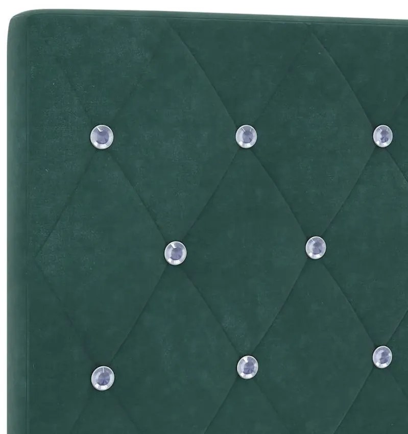 Cabeceira em Veludo Verde Escuro com Botão de Cristal Tufted 200 cm