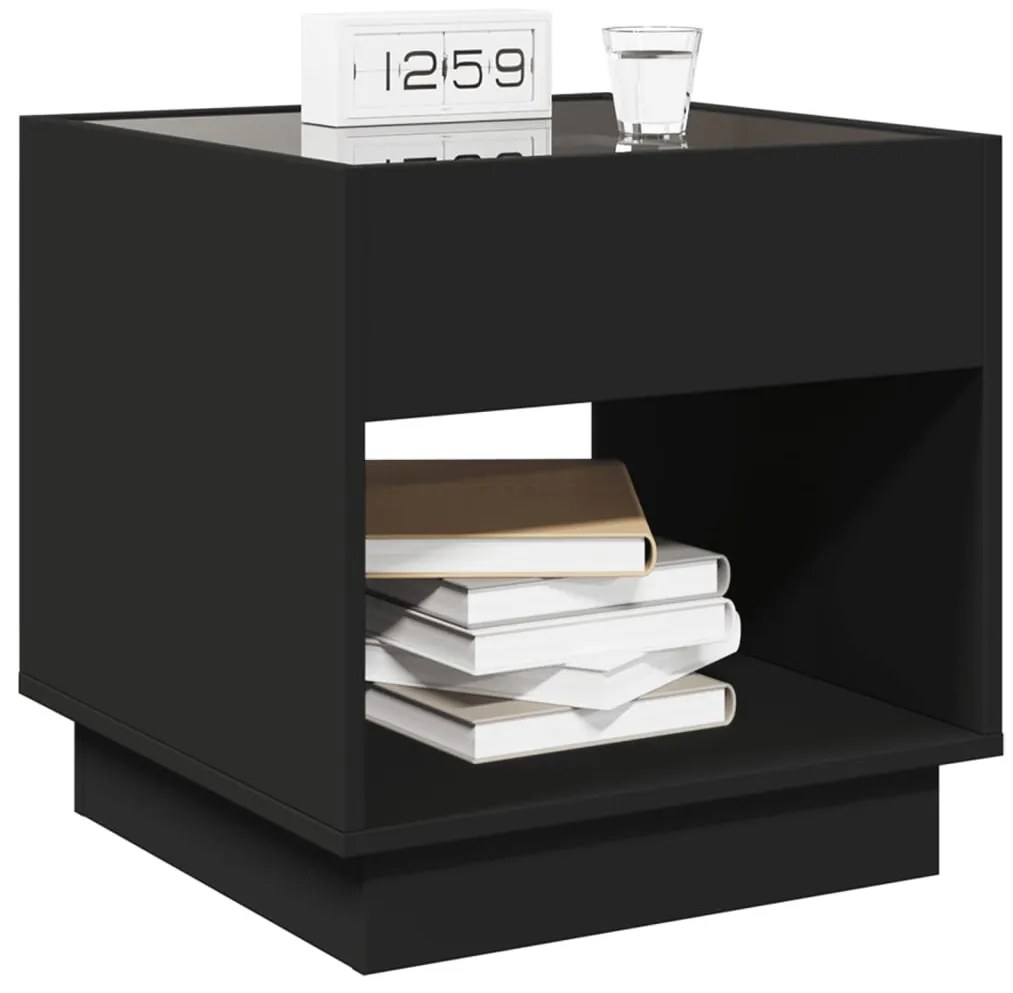 Mesa de cabeceira com luzes LED Infinity 50x50x50 cm preto