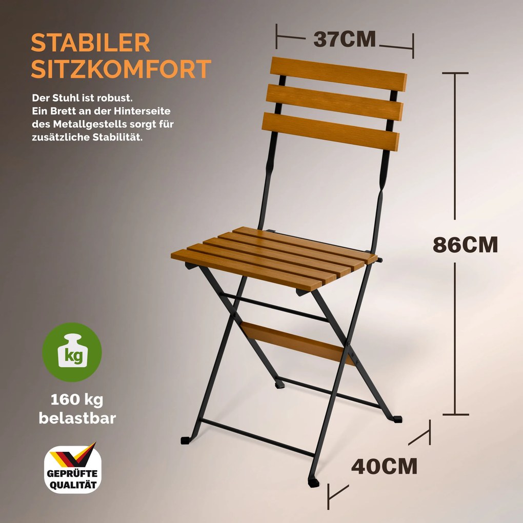 Conjunto de jardim de 3 peças em madeira de acácia com certificação FSC® Castanho