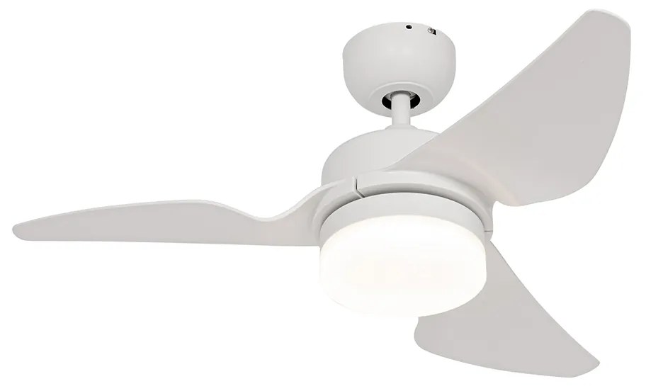 Ventilador de teto branco com LED e comando remoto - Yuki Moderno