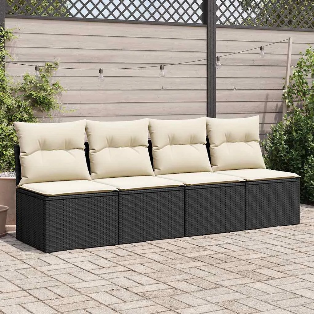 2 pcs conjunto sofás jardim c/ almofadões vime PE/acácia preto