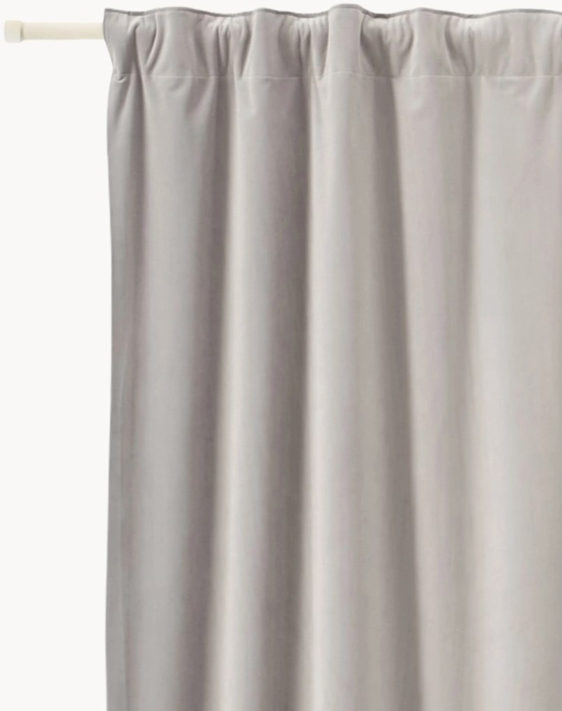 Cortinas opacas multi-banda em veludo Rush, conjunto de 2, L 135 cm