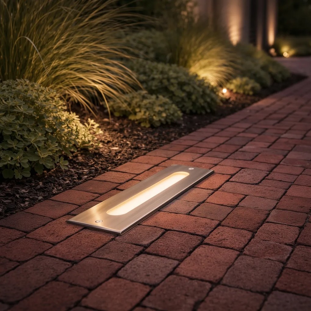 Foco de chão moderno em aço 30 cm com LED IP65 - Eline