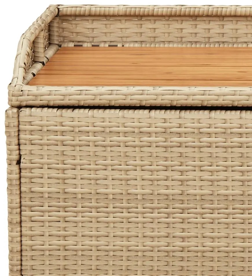 Banco de arrumação 100x50x52 cm vime PE/acácia mistura de beges