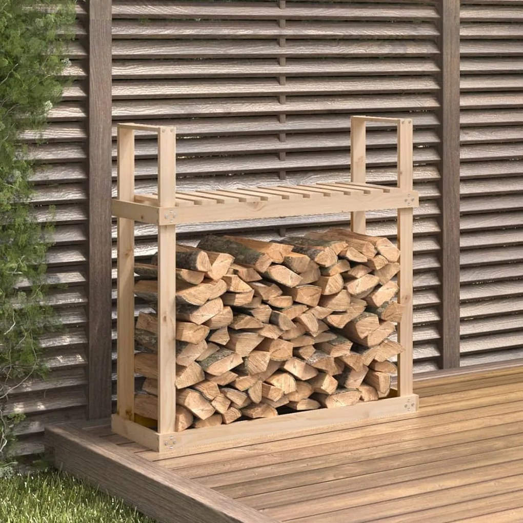vidaXL Suporte para lenha 110x35x108,5 cm madeira de pinho maciça