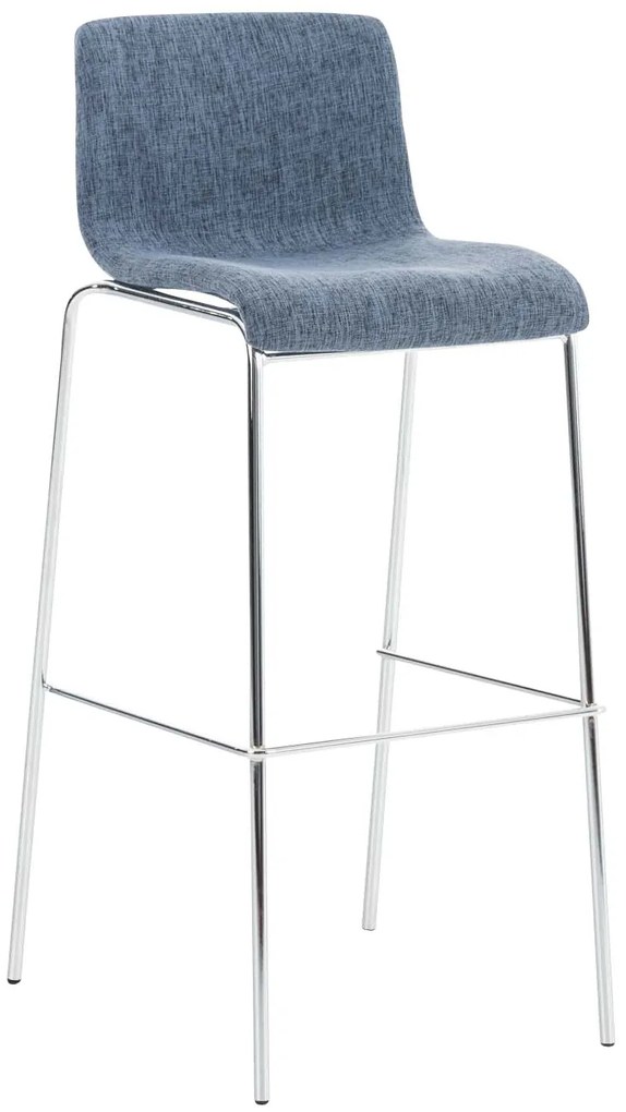 Conjunto de 2 bancos de bar Hoover em tecido e com estrutura cromada 43 x 100 x 48 cm Azul
