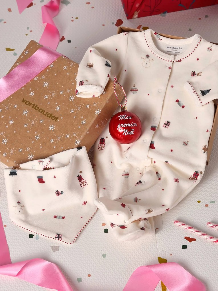 Conjunto de Natal 3 peças, para recém-nascido cru