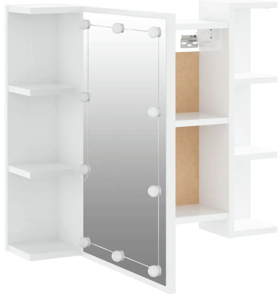 Armário espelhado com LED 70x16,5x60 cm branco brilhante