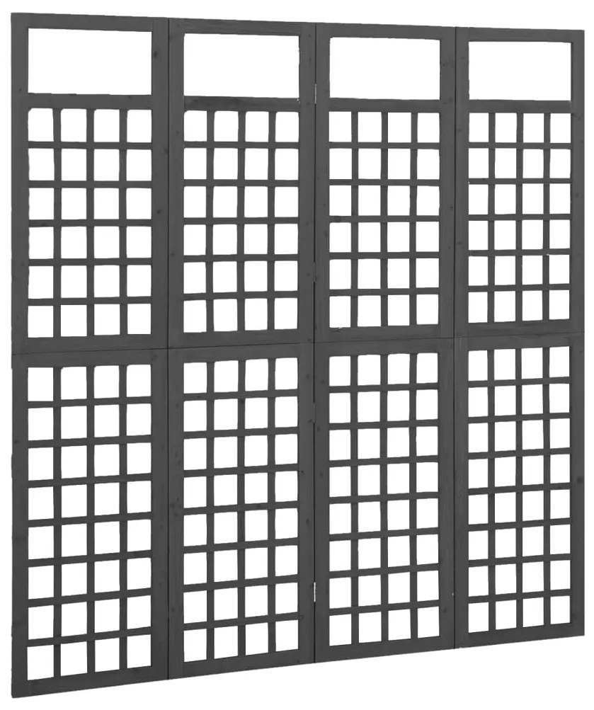 Biombo/treliça 4 painéis madeira abeto maciça 161x180 cm preto
