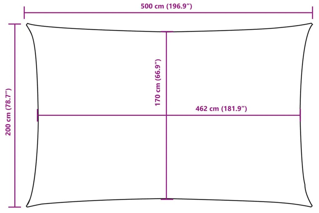 Para-sol estilo vela tecido oxford retangular 2x5 m branco