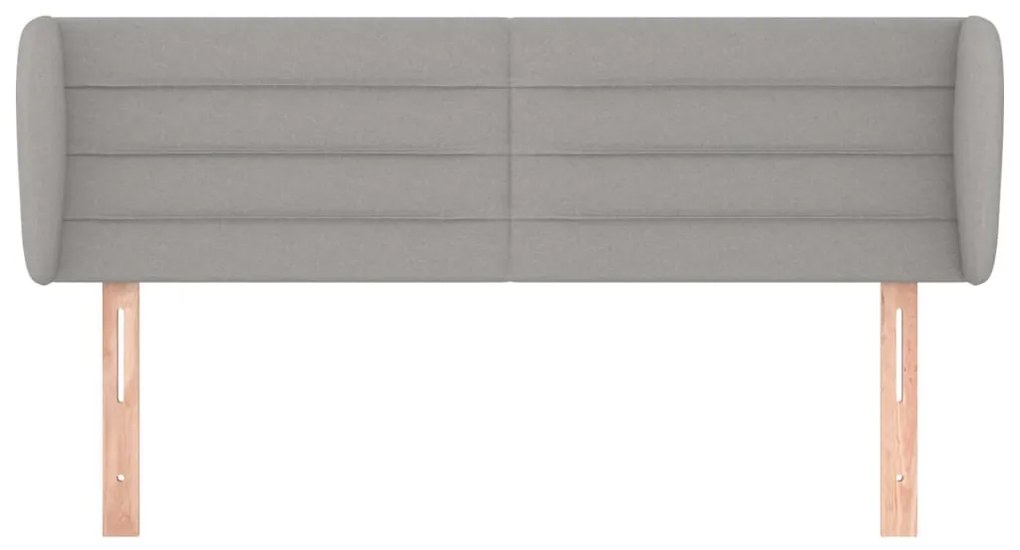 Cabeceira de cama c/ abas tecido 147x23x78/88 cm cinzento-claro