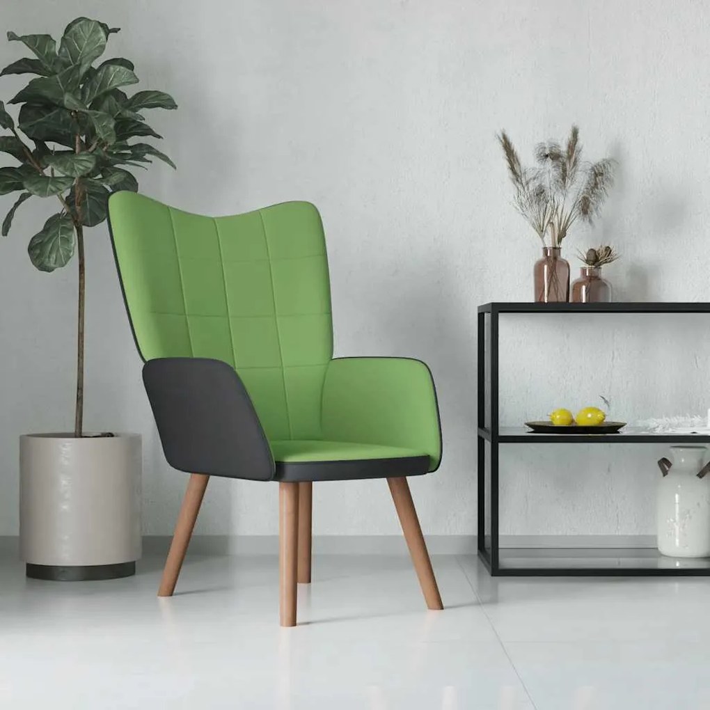 vidaXL Cadeira de descanso PVC e veludo verde-claro