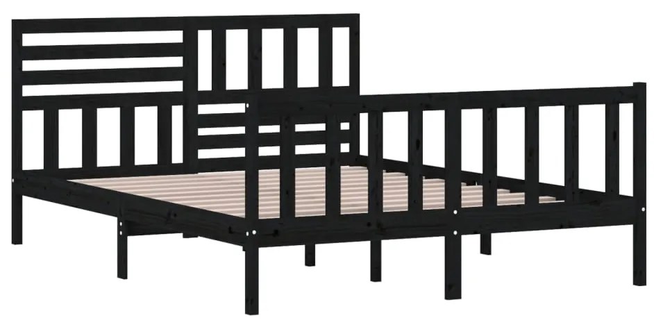 Estrutura de cama king 150x200 cm madeira maciça preto