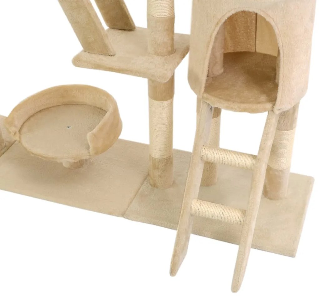 Árvore para gatos c/ postes arranhadores sisal 230-250 cm bege