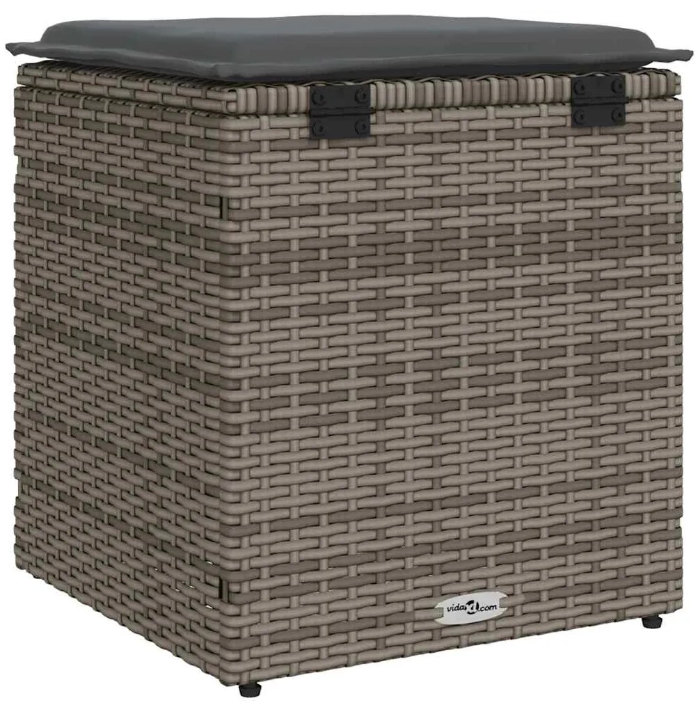 Bancos jardim com almofadas 2 unid 40x40x43 cm vime PE cinzento