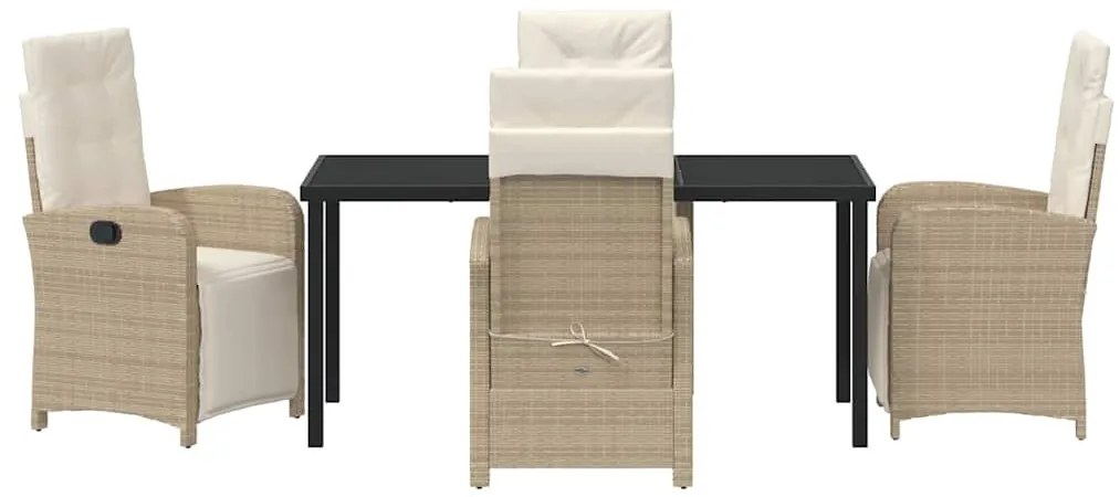 Conjunto de Jantar de Jardim 5 Peças com Almofadas Bege em Rattan Sint