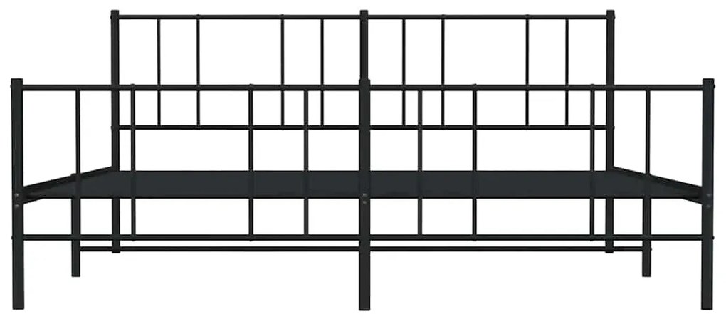 Estrutura de cama com cabeceira e pés 193x203 cm metal preto