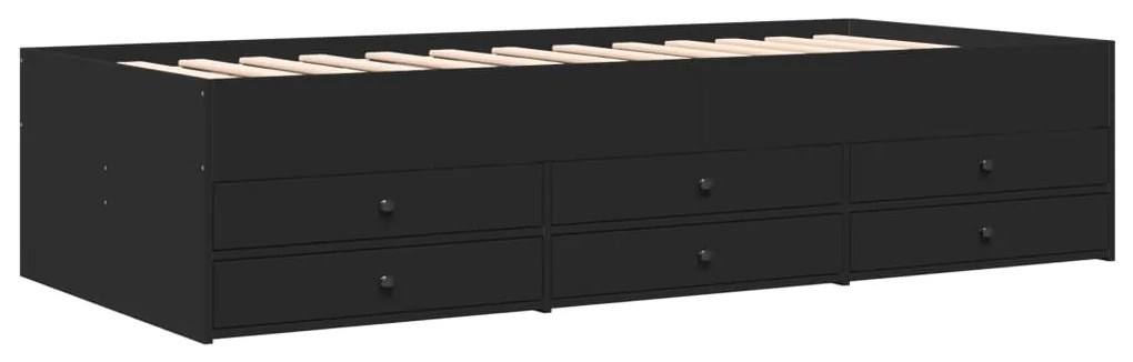 Sofá-cama com gavetas sem colchão 100x200 cm preto