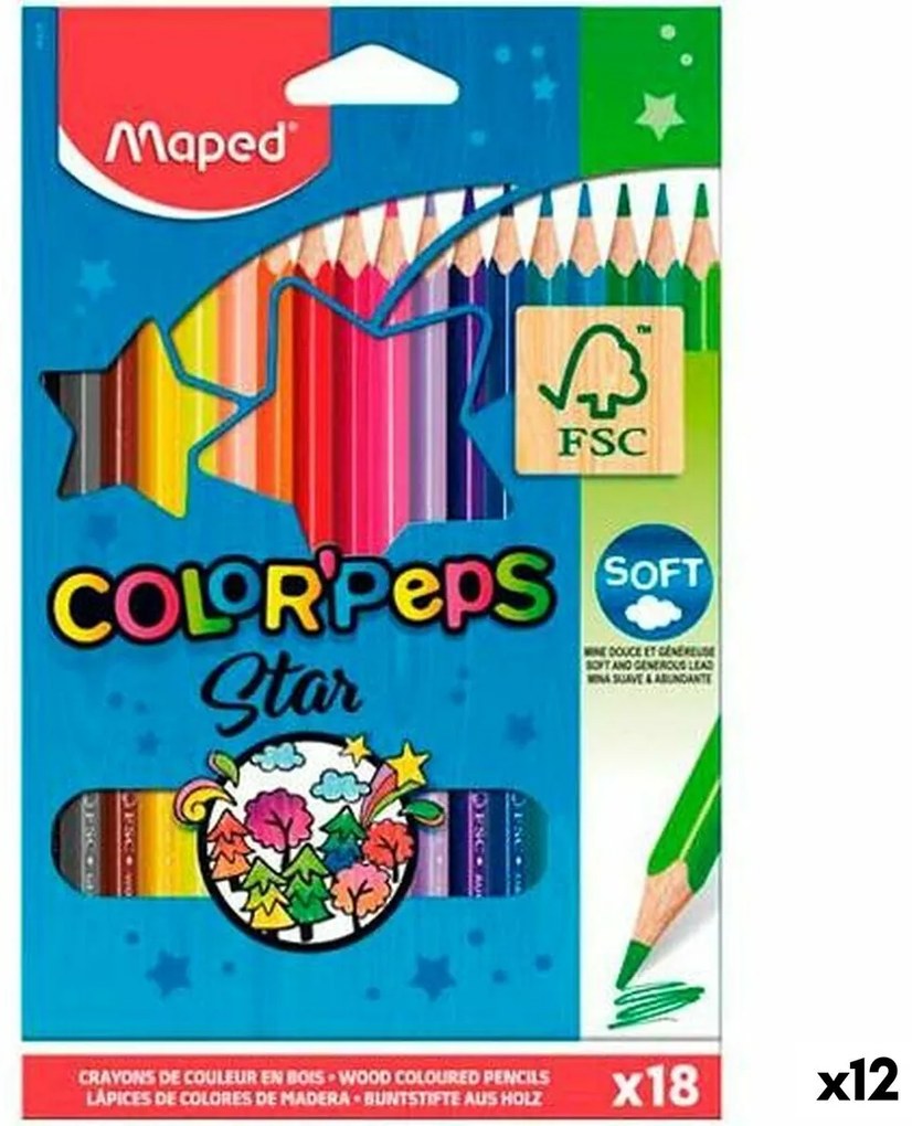 Lápis de Cores Maped Color' Peps Star Multicolor 18 Peças (12 Unidades)