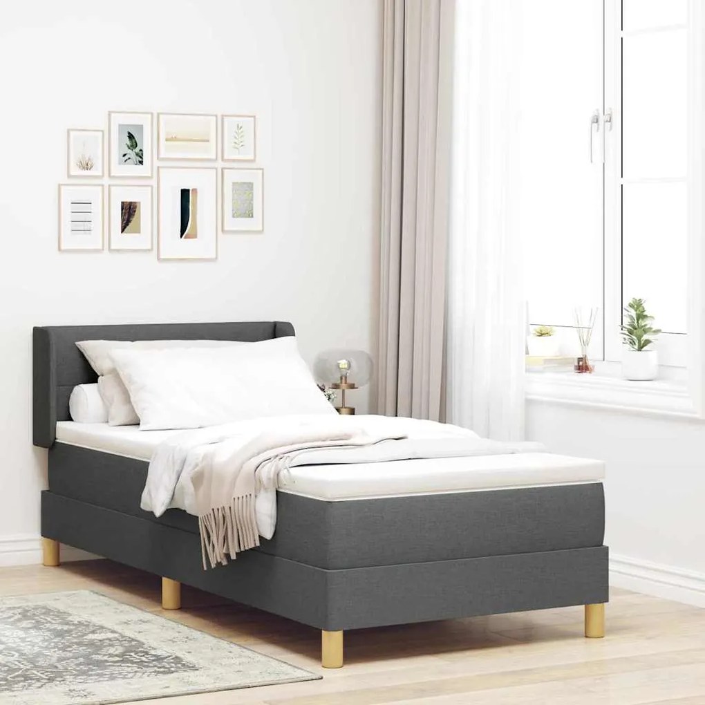vidaXL Cama Box com Colchão Cinza Escuro, 80 x 200 cm, Têxtil.