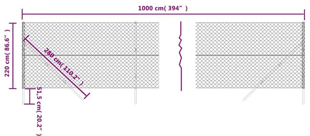 Cerca de arame 2,2x10 m verde