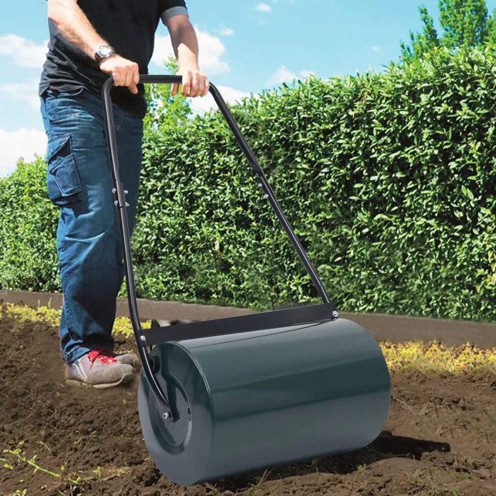 vidaXL Rolo para relvado 63 cm 50 L verde e preto